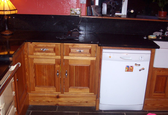 Kitchen units in pitch pine